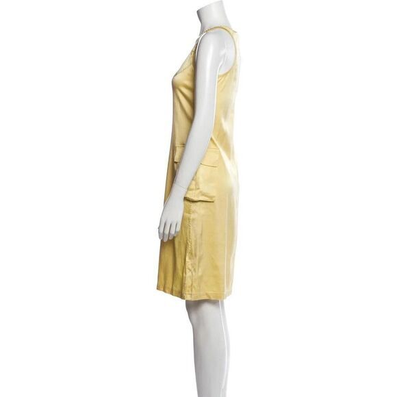 NEW Kristensen Du Nord Silk Scoop Neck Mini Dress, Yellow,‎ Large - Picture 3 of 4